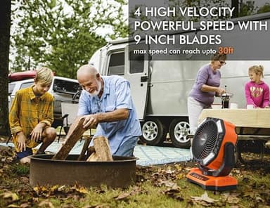 40000mAh Battery Powered Camping Fan, 136Hrs Cooling, Rechargeable Fan High Velocity, Auto 45°/90° Oscillation, Remote & Timer Battery Operated for Car Travel RV Garage Patio Hurricane Emergency - Image 3