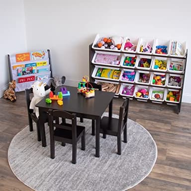 Humble Crew 4-Tier Kids Bookshelf, Espresso Wood/White - Premium Book Shelf for Kids Rooms with Four Deep Pockets - Toddler Sling Book Rack with Deep Sleeves, Nursery Bookcase Organizer - Image 5