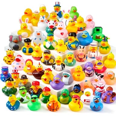 JOYIN 240 Pcs Rubber Ducks, Random Assortment Ducks Bulk with Mesh Carry Bag, Mini Rubber Duckies for Baby Bath Toys, Kids Toddler Summer Pool Toys Birthday Gifts Party Favors - Image 1