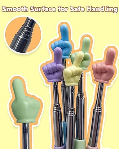 Retractable Teacher Pointer for Classroom Kids Reading, Dumero Extendable Finger Pointer Stick, School Collapsible Telescoping Long Hand Pointing Stick, Classroom Must Have Supplies Essentials, 2 Pack - Image 4