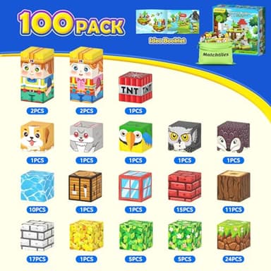 Magnetic Blocks with Forest Animals Toys, Build Mine Magnet World Set, Magnetic Tiles Building for Boys & Girls Age 4-8 5-7, STEM Montessori Sensory Toys for Toddlers Kids Gifts for 3+ Years Old - Image 7