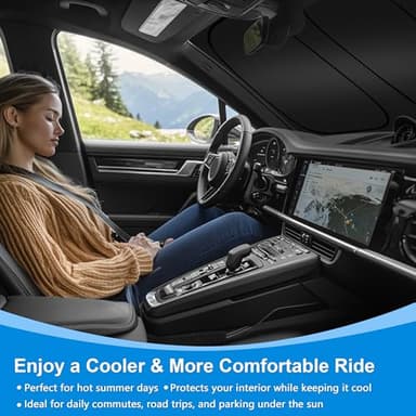 ULROLIT Windshield Sun Shade for 2013-2021 Fo-rd Fusion Accessories, Foldable Window Sunshade Sun Visor Protector, Front Windshield Sunshade Sun Shield Blocks UV Rays Heat - Image 6
