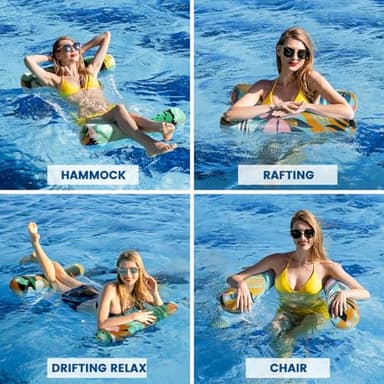 2 Pack Pool Floats Adult - 4-in-1 Pool Floats Hammock, Drifter, Lounge Chair, Saddle, Inflatable Non-Stick PVC Material Pool Float for Vacation - Image 4