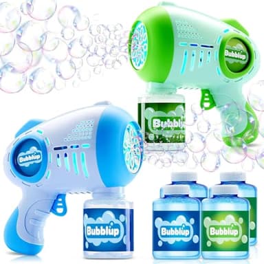 JOYIN 2 Kids Bubble Guns with 4 Bottles Solution, Automatic Bubble Machine Gun with 8 Holes for Kids, Adults, Summer Toys, Easter Basket Stuffers, Birthday Gift, Party Favors - Image 1