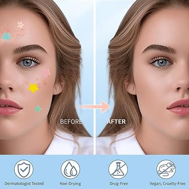 QUSTERE Pimple Patches for Face, Hydrocolloid Acne Patches, Cute Star Zit Covers, Colorful Spot Stickers with Tea Tree, Salicylic Acid & Cica Oil| 3 Sizes (10mm, 12mm & 14mm) |200 Count - Image 4