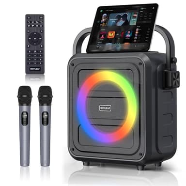 Karaoke Machine,Karaoke Machine for Adults & Kids,Portable Karaoke Speaker with 2 Wireless Microphones,PA System Supports Live/TF Card/USB/AUX//REC/TWS - Image 1