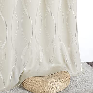 NICETOWN Blackout Curtains Panels for Bedroom, Microfiber Noise Reducing Thermal Insulated Wave Line Foil Print Design Blackout Curtains for Patio Sliding Glass Door (Beige, 2 Panels, 42 x 84 Inch) - Image 7