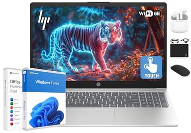 HP Flagship 15.6" HD Touchscreen Laptop Computer, 6-Core Intel i3 Processor, 32GB RAM, 1.5TB Storage (1TB SSD + 500GB Ext), Wi-Fi, Long Battery, HubxcelAccessory, Lifetime Office 2024, Win 11 Pro - Image 1