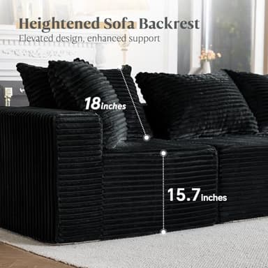 MODNEST 108" Modular Sectional Sofa Cloud Couch with Deep Seats, L Shape Foam Couch with Chaise and Movable Ottoman, Sectional Couches for Living Room, Comfy Boneless Sofa No Assembly, Black - Image 2