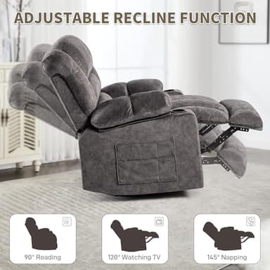 HOMYEDAMIC Recliner Chair Rocker Modern Ergonomic Lounge 360 Degree Swivel Single Sofa Seat Living Room Lounge Recliners on Clearance Foam Filling - Image 4