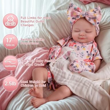 BABESIDE Silicone Baby Doll Lifelike Reborn - Skylar, 17-Inch Realistic Newborn Silicone Full Body Doll Real Life Baby Doll Girl with Gift Box for Cuddling, Role Playing and Collection - Image 7