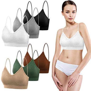 selizo Padded Bralettes for Women, 6 Pcs Sports Bras for Women Pack, V Neck Cami Bando Bra for Women Girls, S-M - Image 8