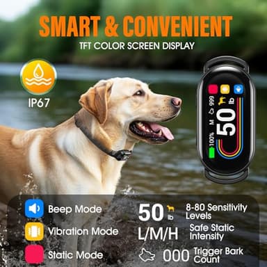SKBAK Smart Dog Bark Collar - for Small Medium Large Dogs 10-100lbs, Automatic Dog Training Collar to Decrease Barking, Anti Barking Device with 4 Training Modes, More 8 Sensitivity Levels, Black - Image 6