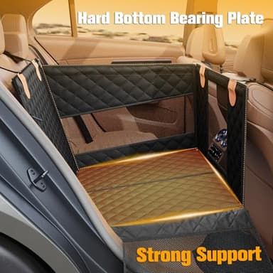 PETICON Large Dog Car Seat, Back Seat Extender for Dogs with 3 Mesh Windows, Waterproof Medium Carseat for Dogs with Hard Bottom, Pet Seat Cover for Cars, Trucks and SUVs (Black) - Image 3