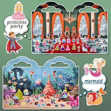 6 Set (260pcs) Puffy Sticker Books Activity for Girls, Fairytale Garden, Princess Party, Mermaid, Kids Zone, Girls' Shop, 3D Reusable Stickers, Travel Sticker Books for Kids Ages 3+ - Image 5