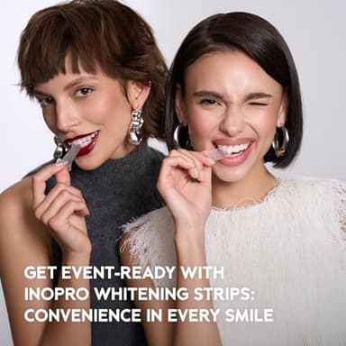 InoPro Natural Teeth Whitening Strips Kit 14 Treatments - Sensitive Teeth Whitener, Peroxide Free with Papain, Bromelain, Coconut Oil, White Strips for Teeth Whitening (28 Strips) - Image 6