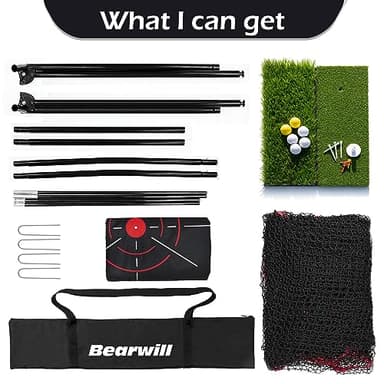 Bearwill Golf Net, 10x7ft Heavy Duty Golf Practice Nets with Mat, Target Cloth, 8 Tees, 6 Balls, Carry Bag for Backyard Driving Chipping Indoor Outdoor Training - Image 8