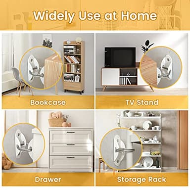 Booda Brand Furniture Anchors (10 Pack) for Baby Proofing, Furniture Straps Anti Tip Furniture Anchor Securing 400 lbs/Keep Baby Pet Safety from Falling Furniture, Metal White Earthquake Straps - Image 9