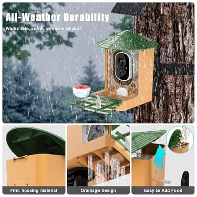Smart Bird Feeder with Camera with AI Identify Birds Species & Solar Panel, WiFi Birdfeeder with Cam, 2K Live View, Chew-Proof & Waterproof Design, Real-Time App Alerts, Gift for Bird Lovers, Green - Image 6