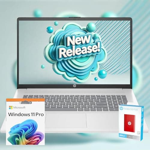HP 2025 New 17 inch Laptop Computer • 32GB RAM • 1.5TB Storage (1TB PCIe withHP P500 512GB Portable SSD) • AMD Ryzen 5 7430U 6-Cores Processor • Windows 11 Home with Microsoft Office - Image 1