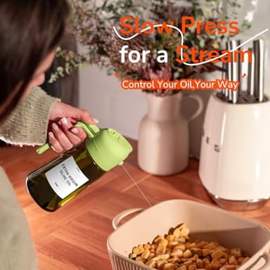 TrendPlain - Original 16oz/470ml Olive Oil Dispenser Bottle for Kitchen Gadgets and Air Fryer Accessories - Olive Oil Sprayer for Cooking w/Stickers - Black&Green - Image 5