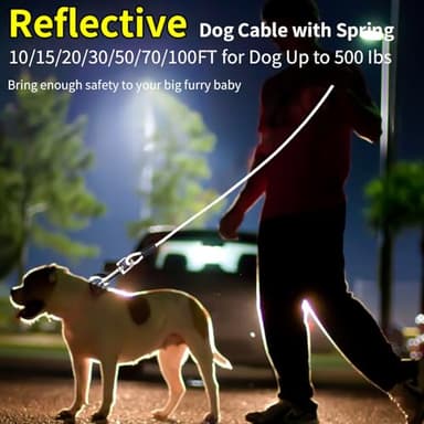 Dudiun 70ft Tie Out Cable for Dogs Up to 350LBS,Reflective Dog Yard Leash Cable with No Tangle Handle,Heavy Duty for Yard- and Camping No Tangle Rust Proof Training - Image 7