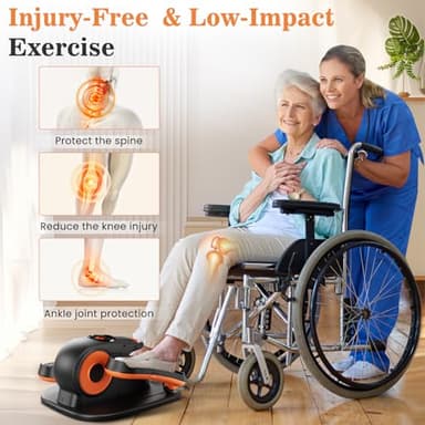 ARTHOOT Under Desk Elliptical Machine, Ellipse Exerciser as Seen on TV for Seniors with Remote Control & 12 Adjustable Speeds, Elliptical Machine for Home (Orange) - Image 5