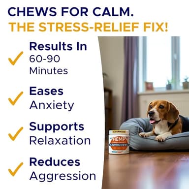 GOODGROWLIES Advanced Calming Chews for Dogs - Hemp Treat + Melatonin + Valerian - Relaxing Bites - Calming Care - Anti-Anxiety & Stress Relief - Made in USA - Calm, Sleep Aid, Storms - 60Ct - Image 3