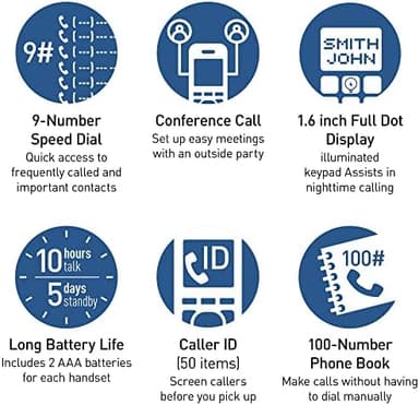 Panasonic Cordless Phone with Advanced Call Block, Bilingual Caller ID, Easy to Read Large High-Contrast Display, Expandable System with 1 Handset, Home Phone - KX-TGD810B (Black - Image 5