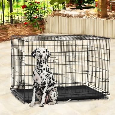 BestPet | Dog Crate | 48" | Black | Foldable Metal Kennel with Double Doors, Secure Slide-Bolt Latches, Leakproof Tray | Portable Dog Cage for Large Breeds | for Travel, Indoor & Outdoor Use - Image 2
