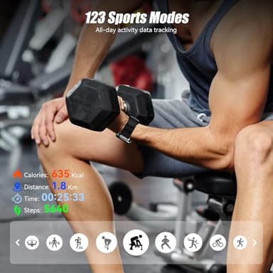 ganopterygon Smart Watch, 2.01" HD Touchscreen Fitness Watch, Bluetooth Calls, 120 Sports Modes Activity Tracker, 24/7 Heart Rate & Sleep Monitor, IP68 Waterproof, iOS Android Compatible (Black) - Image 5