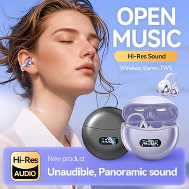 Piluyaa Clip-on Earbuds,Open Ear Earbuds Wireless Bluetooth 5.4, Lightweight Open Ear Headphones with C-Shaped Bridge,Slim Hook,60H Battery,Waterproof,for Glasses Wearers and Workouts (Purple) - Image 8