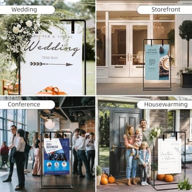 Wedding Sign Holder, Adjustable Welcome to Our Wedding Sign Stand W/Design Bundle & Leather Sign Hanging Straps, Heavy Duty Easel Stand for Sign, Wedding Seating Chart Stand, Easel for Display - Image 6