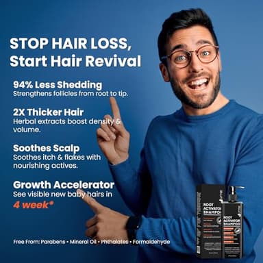 Root Activator Shampoo for Men: Hair Growth Shampoo for Hair Loss and Thinning Hair - 10.1 fl oz / 300 mL - Image 2