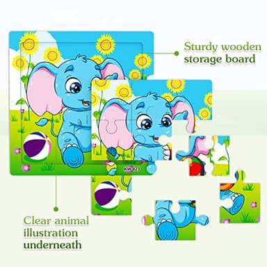 Aitey Set of 6 Toddler Puzzles Ages 2-4, Wooden Jigsaw Puzzles for Kids Ages 3-5, Puzzles for Toddlers 2 3 4 Year Old, Kids Puzzle Toys with Animal Patterns Educational Toys for Boys and Girls - Image 5