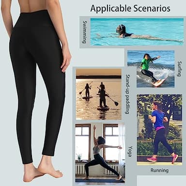 Ubestyle UPF 50+ High Waist Women's Swim Pants Swim Leggings Swimming Tights Rash Guard Pants Sun Protective Black (UBT3001BLACKM) - Image 4