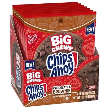 CHIPS AHOY! Big Chewy Chocolate Chip Cookies, Chocolatey Brownie, 14 Snack Packs (1 Cookie Per Pack) - Image 12