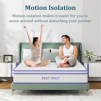 King Size Mattress 10 Inch, Rest Only King Mattress in a Box, Memory Foam & Individually Wrapped Coils Pocket Spring for Motion Isolation and Pressure Relief, Medium Firm - Image 5