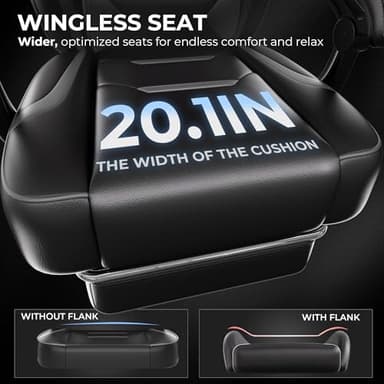 GTPLAYER Gaming Chair with Footrest, Big and Tall Game Chair 350lb Racing Style Computer Chair, Ergonomic Executive Office Chair High Back with Lumbar Support and Recliner, Light Gray - Image 3