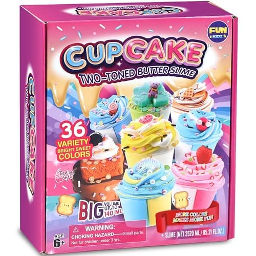 36 Big Cupcake Butter Slime Packs for Girls, FunKidz Two Toned Butter Slime Kit for Kids Party Favors Premade Bulk Slime Toys - Image 1