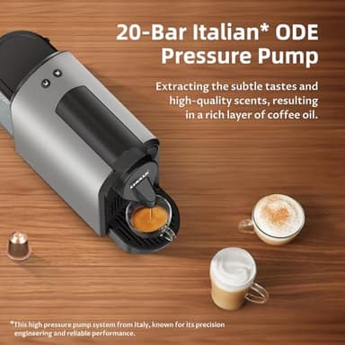 CHULUX Bafè-Pro Espresso Machine, Mini Espresso Machine for Nespresso Original Capsules, Single Serve Coffee Machine for Home Espresso & Lungo Maker, Italian ODE 20 Bar Pump, Metallic Gray - Image 3