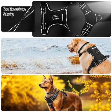 WINSEE Dog/Pet Harnesses No Pull with Dog Collar, Adjustable Reflective Oxford Outdoor Vest, Front/Back Leash Clips for Small, Medium, Large, Extra Large Dogs, Easy Control Handle for Walking - Image 3