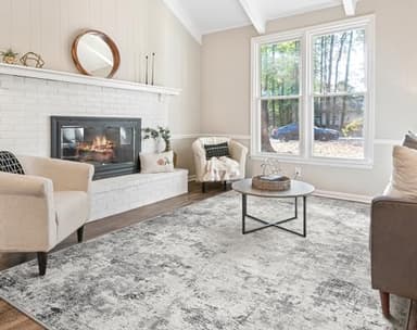 UERMEI 10x12 Area Rug Living Room Rugs - Washable Neutral Modern Abstract Soft Thin Large Rug Indoor Floor No Slip Rug Carpet for Bedroom Under Dining Table Home Office Decor - Grey - Image 2