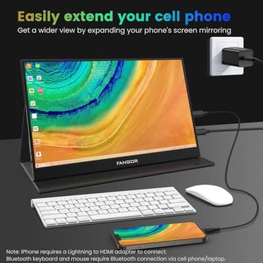 FANGOR Portable Monitor, 15.6" FHD 1080P Travel Monitor for Laptop, Ultra-Slim HDR IPS Computer Gaming Display, USB-C HDMI Screen Extender with Smart Cover for Laptop PC Phone Mac Xbox PS4/5 Switch - Image 9