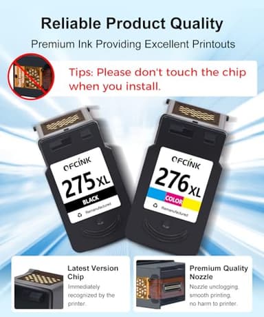 PG-275XL CL-276XL Compatible for Canon 275 and 276 Ink Cartridges PG-275 CL-276 275XL 276XL for Cannon Ink 275 276 for Canon PIXMA TR4700 TR4720 TR4722 TS3500 TS3522 TS3722 Printer - Image 4