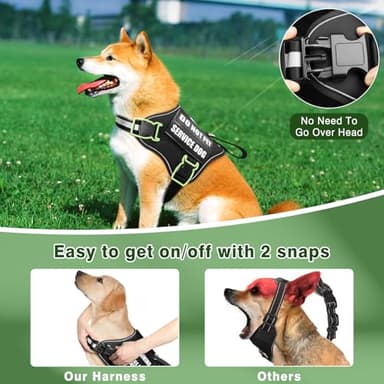 MOOGROU Service Dog Vest Harness and Leash Set+10 Patches,No Pull&Easy Walk Reflective Dog Harness with Soft Padded Handle for Training/Everyday,Fit Small/Medium/Large/Extra-Large Dogs(Black M) - Image 3