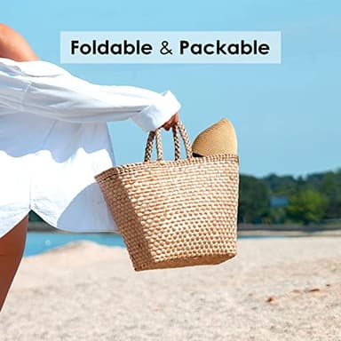 FURTALK Womens Sun Straw Hat Wide Brim UPF 80 Summer Hat Foldable Packable Floppy Beach Hats for Women Khaki - Image 7