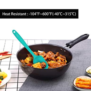 HOTEC Heat Resistant 600℉ Food Grade Silicone Rubber Spatula Set for Baking, Cooking, and Mixing Non Stick Dishwasher Safe BPA-Free Multicolor Set of 5 - Image 4