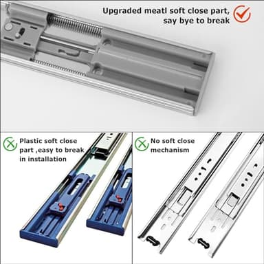 LONTAN 10 Pairs Soft Close Drawer Slides 20in SL4502S3-20 Ball Bearing Full Extension Dresser Drawer Glides Side Mount Heavy Duty Cabinet Rails 100lb Capacity - Image 3