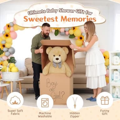 MorisMos Bow Tie Giant Teddy Bear 4 Feet, 47inch Stuffed Animal Big Teddy Bear Plush, Classic Girlfriend Boyfriend Gift, Brown - Image 7